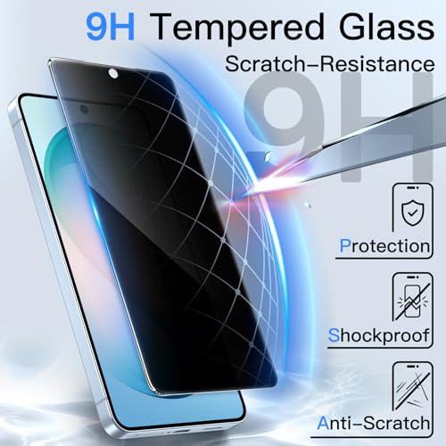 Image of JETech Privacy Screen Protector Guard for Samsung Galaxy S26 Plus, 2-Pack | Anti-Spy Privacy Protection, Tempered Glass, Easy Installation Tool, Case-Friendly, Anti-Scratch Design