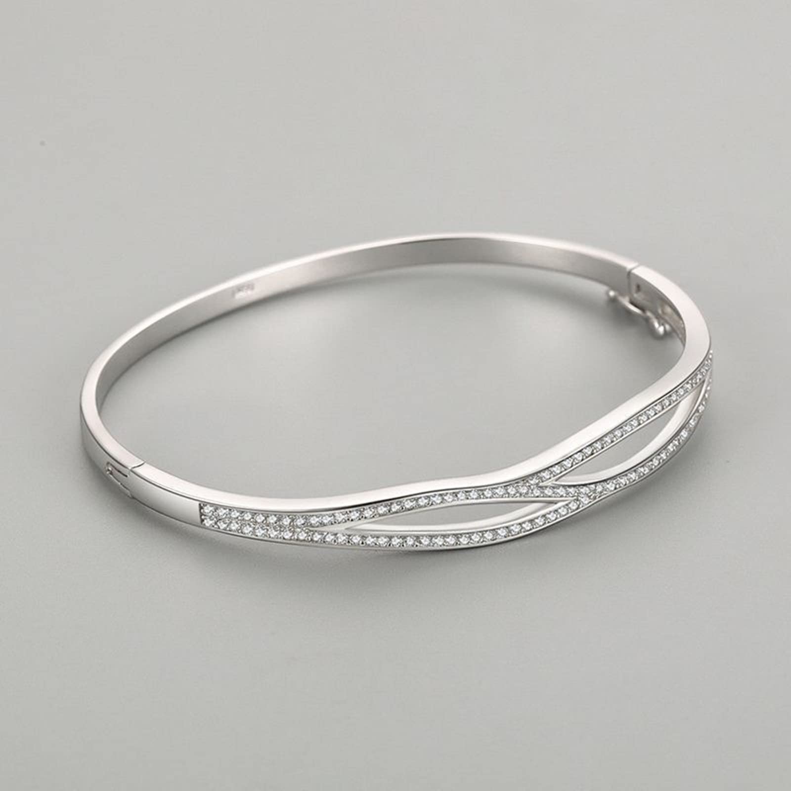 HLTYGWX Bracciale da Donna in Argento Sterling, Braccialetti dell'amicizia con zirconi a Doppia Croce