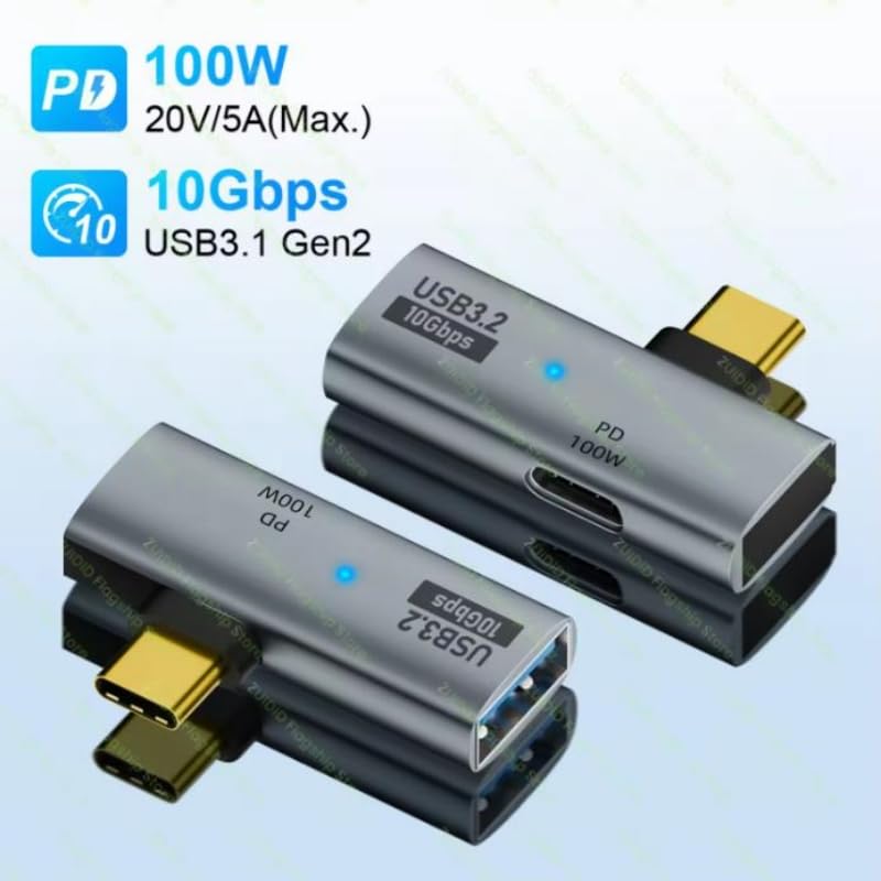 Adaptateur USB C Vers USB 3.2 OTG 2 En 1 Avec Charge PD 100 W