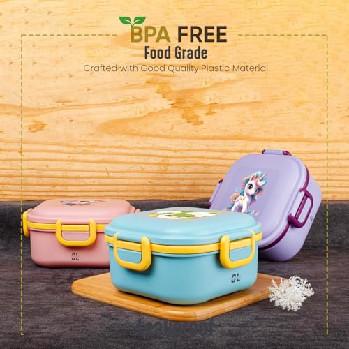 Image of Hungers Lunch Box for Kids & Adults | Premium BPA-Free Plastic Tiffin | Airtight, Leak-Proof, Lightweight Food Container for School, Office, College & Travel | Multicolor