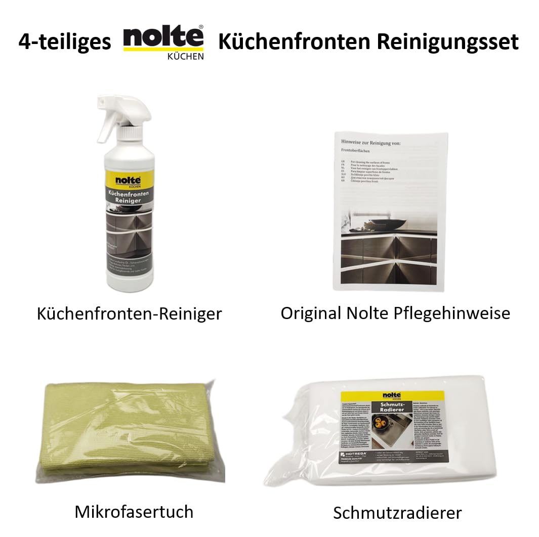 Nolte Reinigungsset Küchenfronten Reiniger Mikrofasertücher Schmutzradierer streifenfrei materialschonend