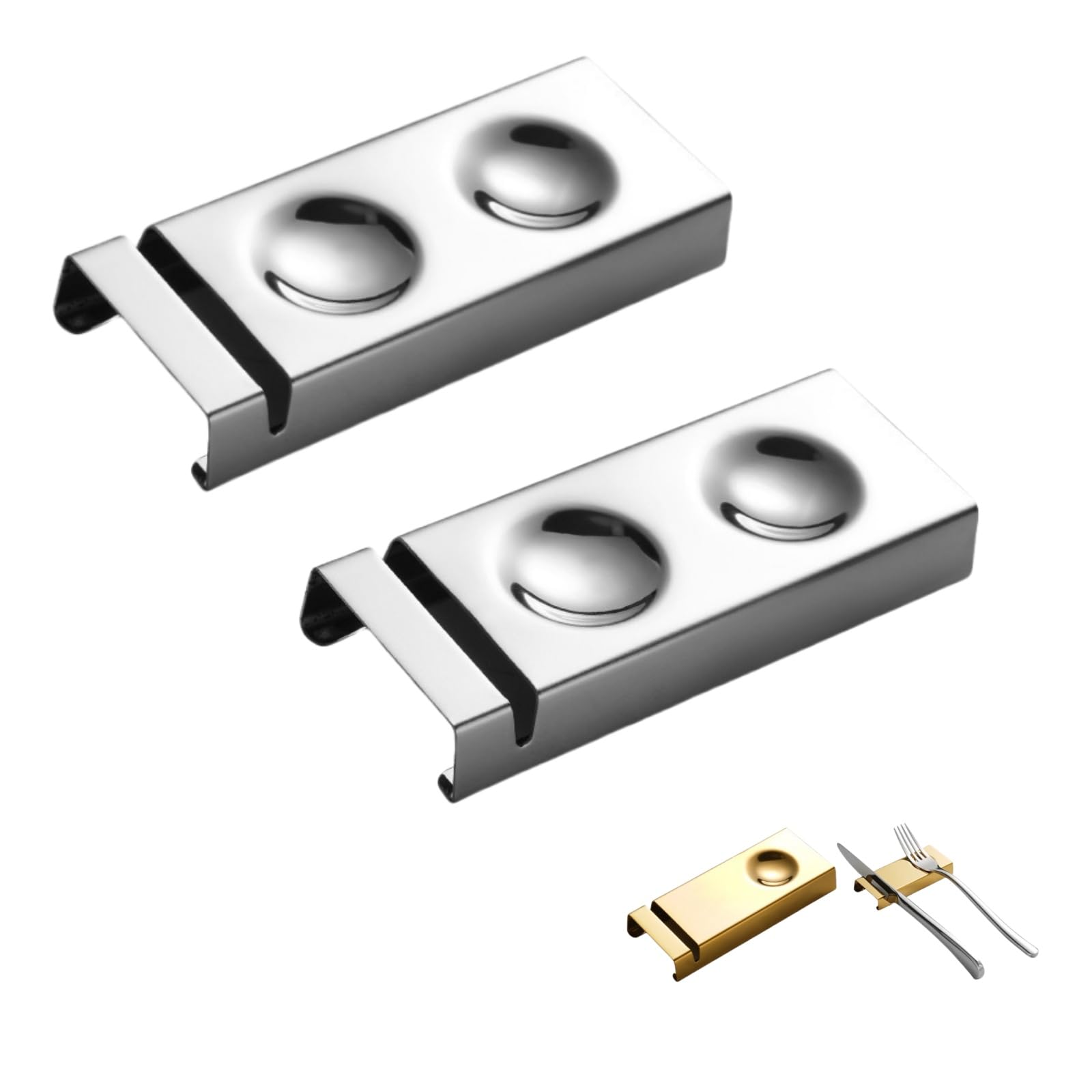 2 Stück Edelstahl 304 MesserbäNkchen,StäBchenhalter,EssstäBchen Rests FüR Esstisch,FüR Verschiedene Essensszenen,Es Kann Als Dekoration Auf Dem Esstisch Verwendet Werden (Silber Stil 2)