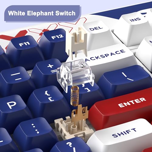 Image of MageGee Wireless Mechanical Keyboard,Cloud98 RGB Backlight Triple Mode 2.4GHz /BT /USB-C Wired Gaming Keyboard,Gasket Mounted PBT Material 98 Keys Hot-Swappable Keyboard - Cloud Sea /LvoryWhite Switch