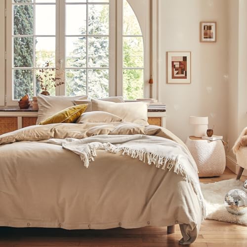 Housse de couette flanelle de coton chambray 140x200 Essix Frisson