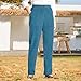Women's Corduroy Pants Casual High Waist Elastic Straight Leg Pants Plus Size Loose Comfy Vintage Trousers with Pockets（Blue,Small）