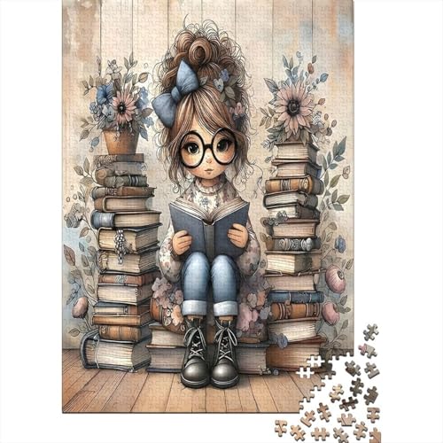 Puzzle de 1000 piezas para adultos con ilustración de niña leyendo en formato de 52x38 cm