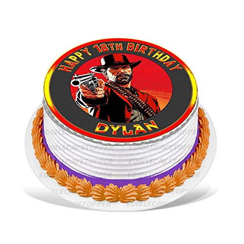 Cakecery Red Dead Redemption Edible Cake Topper Image Personalized Birthday Sheet Party Decoration Round #TOP5