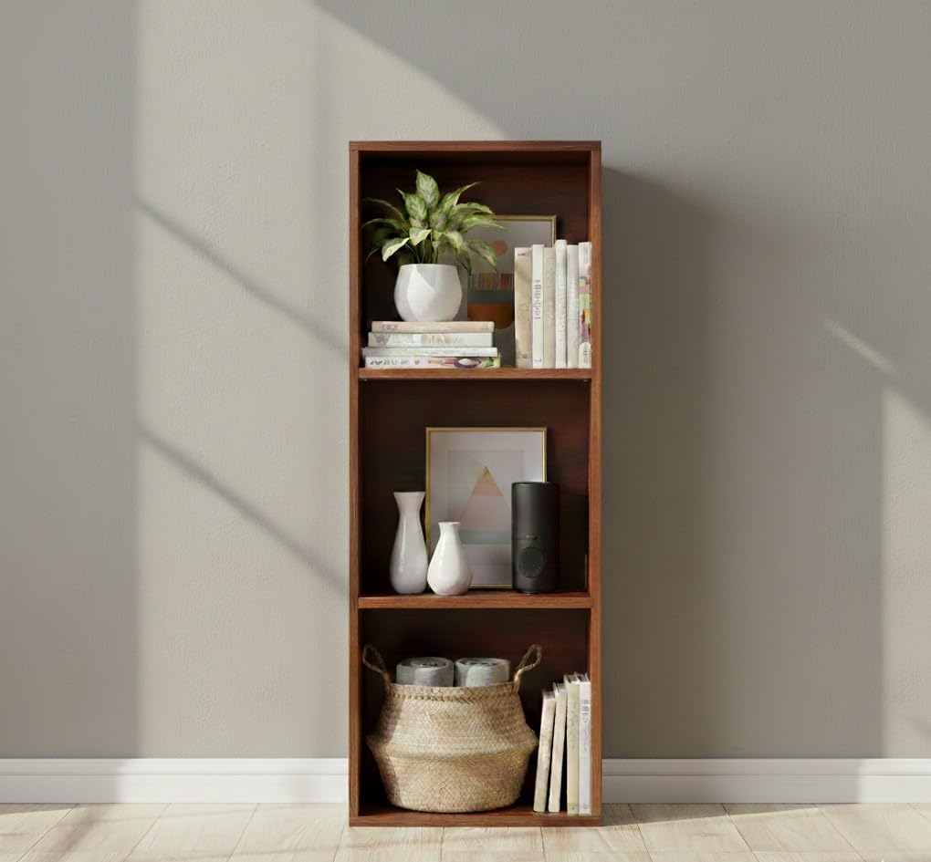 Wooden Storage Unit Cube Strong Bookcase Shelving Home Office Brown, 3 Tier-image-14