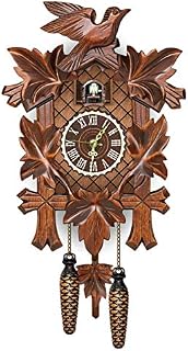 qiuqiu Cuckoo Clock, Retro Wooden Wall Clock,Home Swinging Cuckoo Wall Clock, Timekeeping Alarm Clock for Living Room, Office, Study, Bedroom, Hotel, Classroom-A