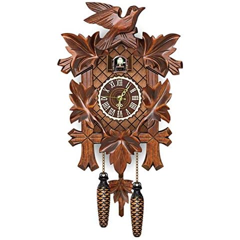 qiuqiu Cuckoo Clock, Retro Wooden Wall Clock,Home Swinging Cuckoo Wall Clock, Timekeeping Alarm Clock for Living Room, Office, Study, Bedroom, Hotel, Classroom-A Cover