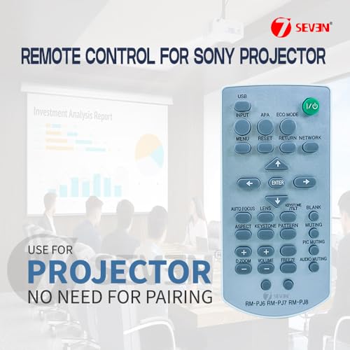 Image of 7SEVEN Compatible for Sony Projector Remote Original Model RM-PJ6 RM-PJ7 RM-PJ8 Controller Suitable for VPL-EX7 ES1 ES2 ES4 CX70 CX71 CX80 EX345 EX430 EX435 EX450 EX455 EX570 Projectors Models