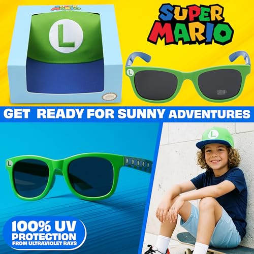 Image of Spongebob | Minecraft | Fortnite | Super Mario | Kids Baseball Cap & Sunglasses with UV Protection, Gifts for Boys