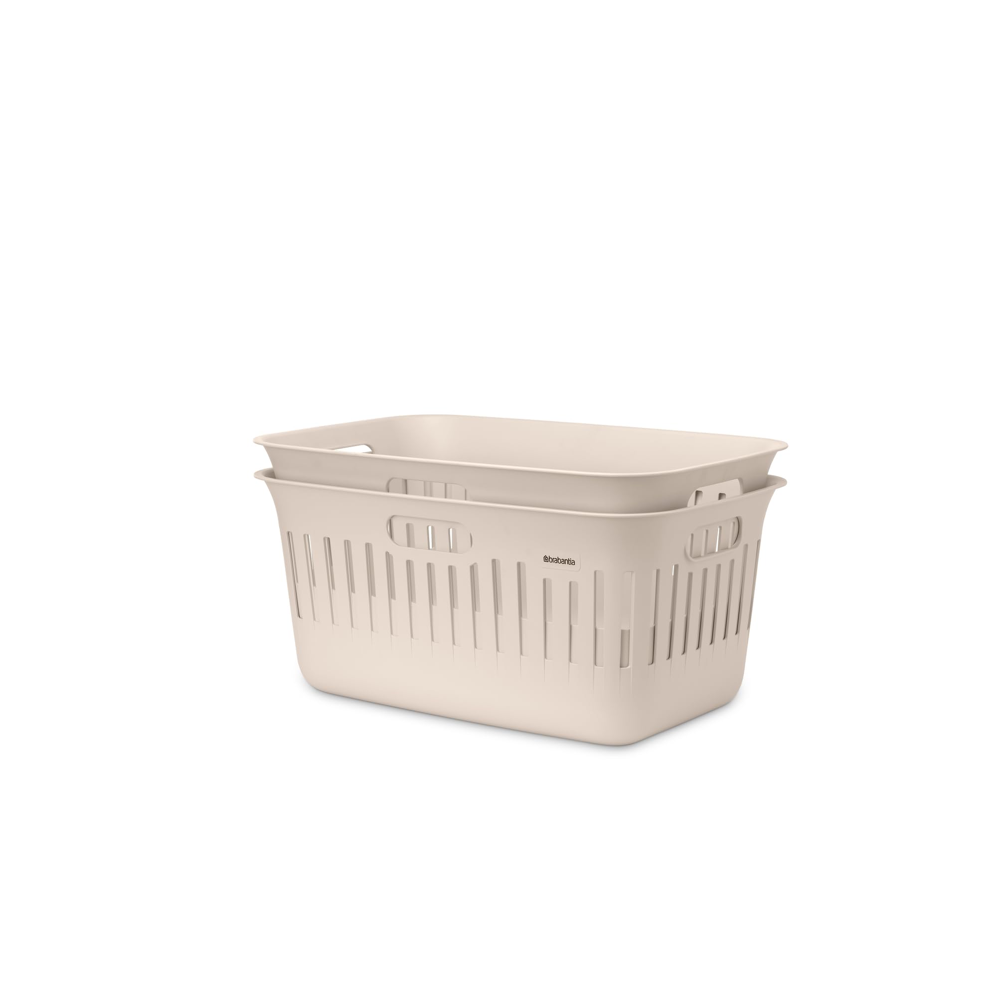 Brabantia Collect-It Wäschekorb 40 l (Soft Beige), 2er-Set, Wäschesammler für Küche und Hauswirtschaftsraum, praktische Wäschewanne für Kleidung, Handtücher und Bettwäsche