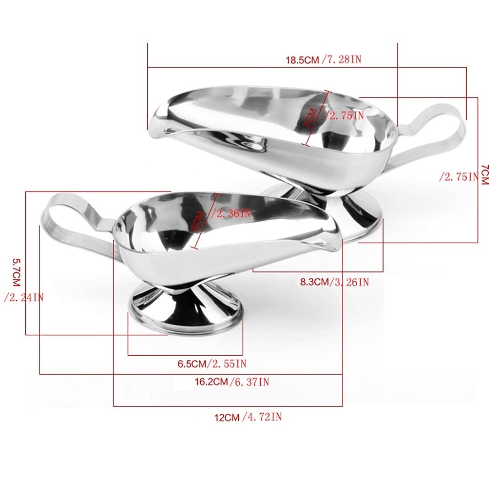 Sauciere Edelstahl Sauciere Topf Edelstahl Sauciere Ergonomischer Griff und Großes Tropfsicheres Spray 2 Stück Soßenbehälter