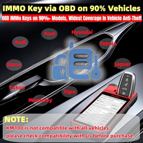 Autel MaxiIM KM100 Key Fob Programmer Immobilizer Tool Key Creation IMMO Learning Chip Read/Write Cloning Frequency Detection Program Autel IKey for BMW Volkswagen Toyota Honda&General Motors