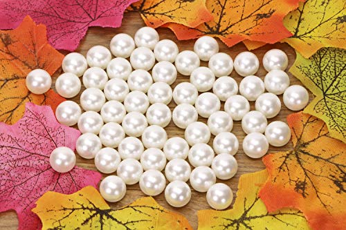 Shapenty Plastic No Holes Round Pearl Beads Bulk for Vase Filler Table Scatter Wedding Birthday Party Home Decoration Lipstick Eyeliner Makeup Brush Holder Art Craft Beads, 300PCS (Ivory, 12mm)