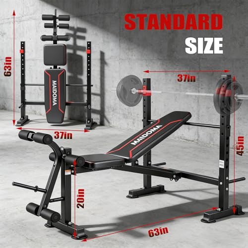 Foldable 1500LBS 8 IN 1 Olympic Weight Bench Set with Squat Rack, Leg Extension/Curl & Preacher Curl, Adjustable Bench Press Set with Safety Bar Catches for Home Gym Full Body Workout - Image 5