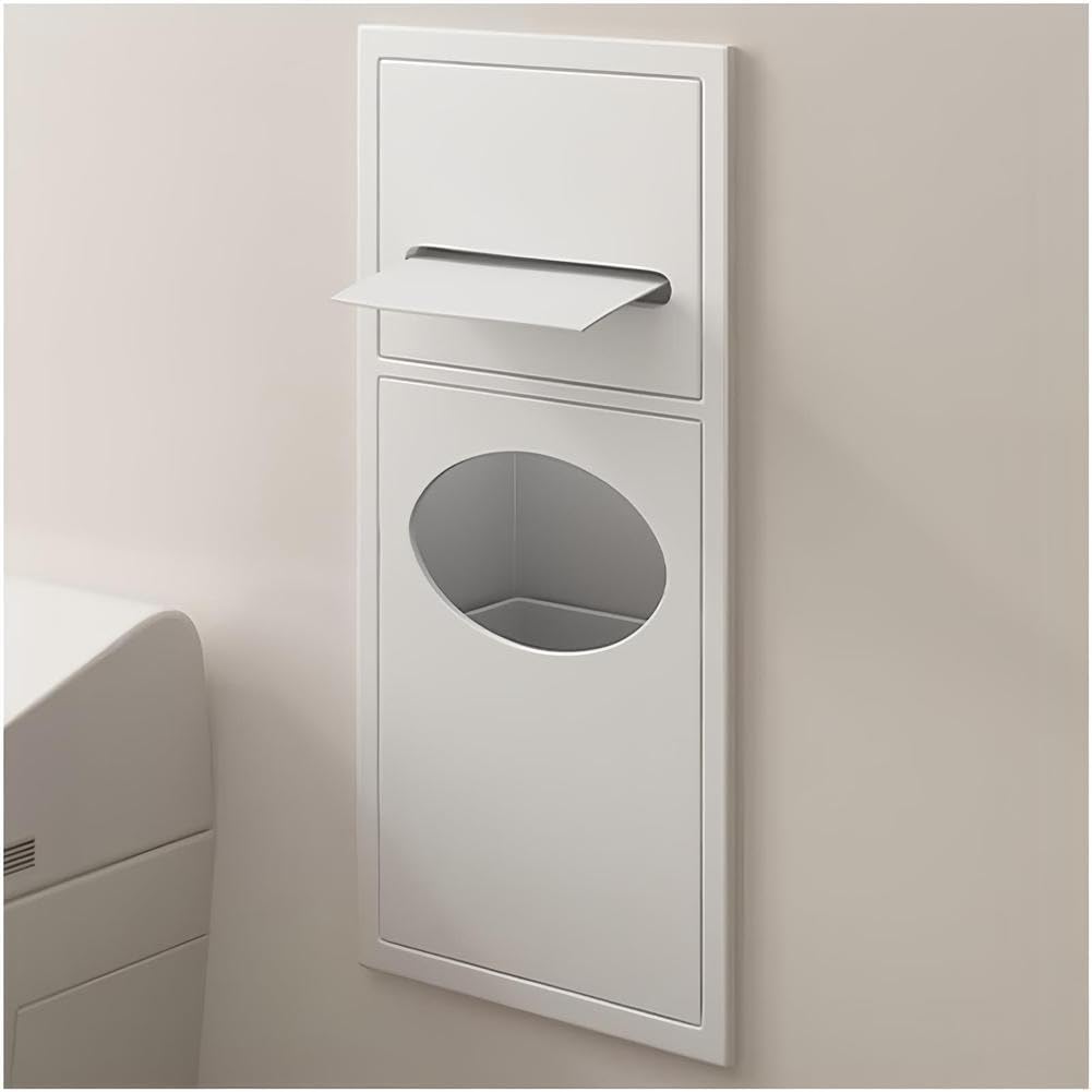 TIANQIHAO Stainless Steel Shower Niche With Built-In Trash Can And Toilet Paper Holder, Space-Saving Bathroom Storage For Homes, Restaurants, Hotels,White-52X20X13.5cm