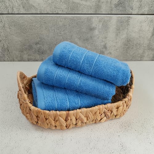Image of Tens Towels Pack of 6 Hand Towels, 100% Cotton, Lighter Weight, Quick to Dry, 16 x 28 Inches, Super Soft & Absorbent, Perfect for Bathroom & Kitchen, Blue