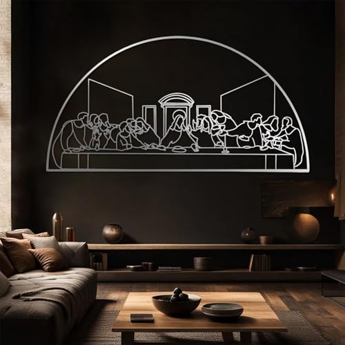 Jésus Dernière Cène art mural métal noir décoration chrétienne moderne