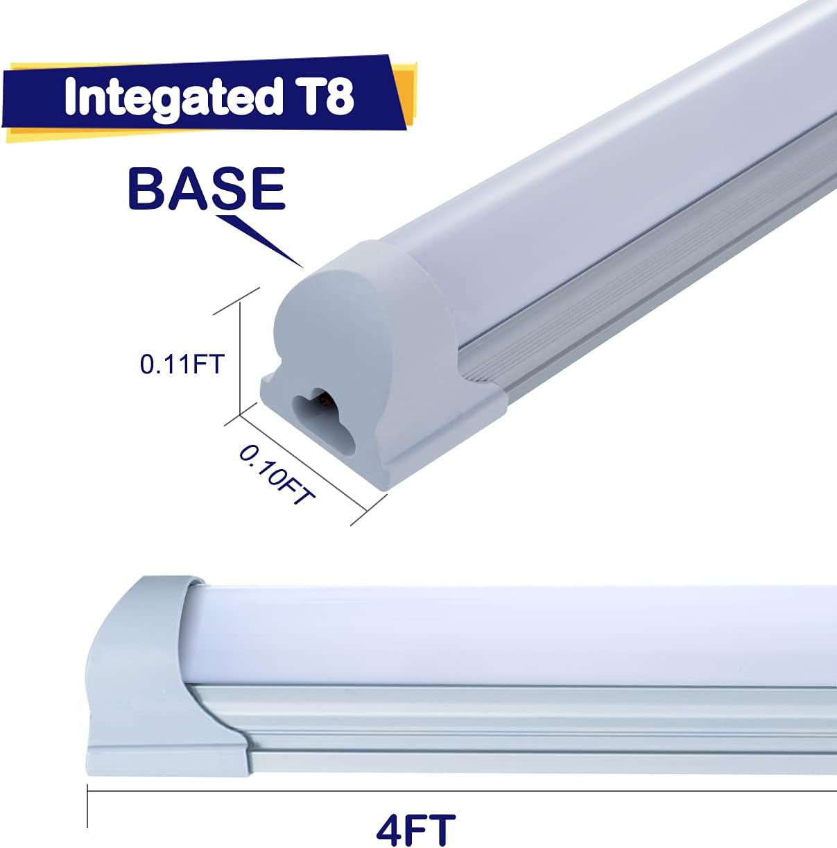 6 Pack LED Shop Light Fixture, 4FT 24W 6500K, Cool White, Milky Cover, Hight Output, Linkable Shop Lights for Workshop, T8 LED Tube Lights, LED Shop Lights for Garage 4 Foot with Plug Cable