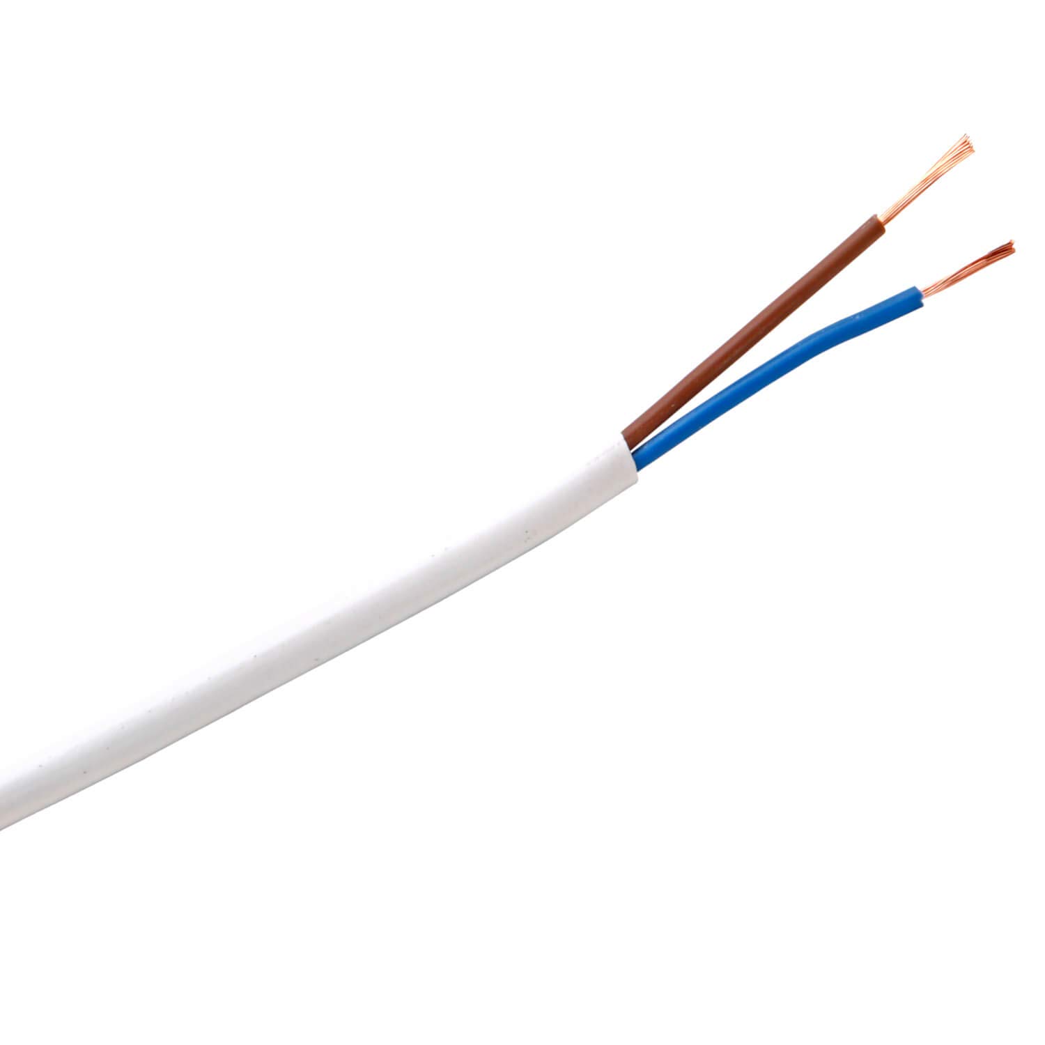 Schlauch-Leitung, Blanco, 2 Vías, H05 Vv-F 2G 0,75 mm ² para Flexible Colocación, 300V, Cable de Alimentación para Medio Uso - blanco, 100 Meter