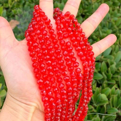 Image of 140pcs Czech Faceted Rondelle Crystal Glass Beads 8mm Bulk Light Siam Red