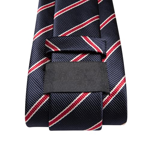 Image of Dubulle Mens Paisley Striped Tie Woven Necktie for Men and Handkerchief Cufflinks Set Wedding Formal Business
