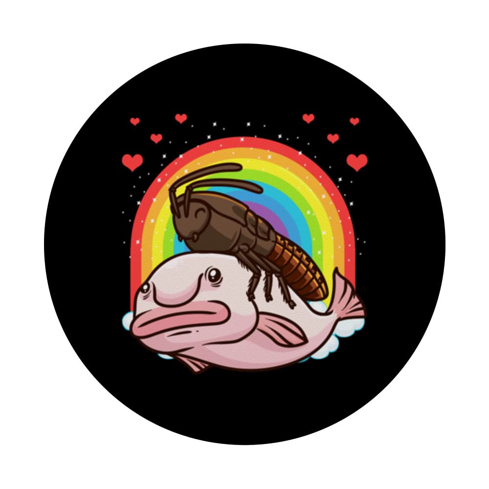 Madagascar Hissing Cockroach And Blobfish Insect Lover PopSockets Swappable PopGrip, Black - Image 3