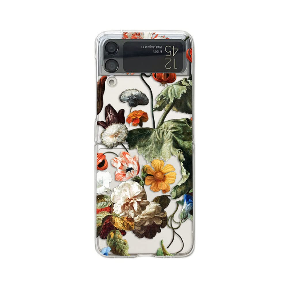 Coque pour Samsung Z Flip 4 fleur painted pliante transparente - 7