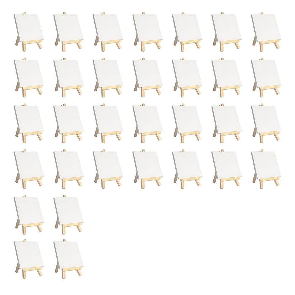 Mini-Leinwände mit Staffelei-Sets, 32er-Pack, Kleine Malleinwand mit Mini-Staffelei, 4 X 4, Kunstleinwände, Malset