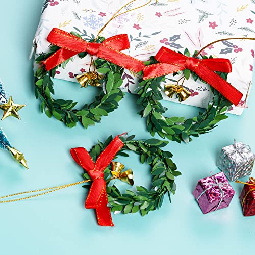 Jiebor 12Pcs Mini Christmas Wreaths Small Green Hanging Wreath Christmas Ornament For Winter Holiday Home Outdoor Indoor Fireplace Mantle Window Cabinets Christmas Tree Front Door Decorations 4 Inch #TOP5