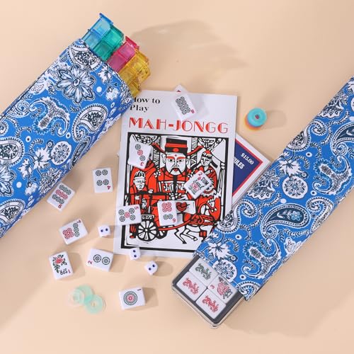 Bolsa para fichas Mahjong azul con compartimentos miniatura 5