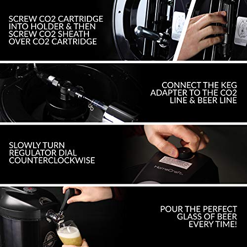 Homecraft Black Stainless Steel Easy-Dispensing Tap Mini Kegerator Cooling System, Includes Reusable Growler, Co2 Cartridges, Removable Drip Tray & Cleaning Kit, Beer Fresh For 30 Days, 5-Liter #TOP5