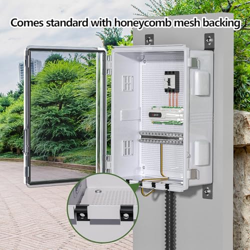 Image of ABS Electrical Junction Box, Ventilated Design, Cable Grommets, IP65 Waterproof Enclosure, Indoor /Outdoor Use with Mounting Panel (Clear Cover, 19.7 inchx15.7 inchx7.9 inch)