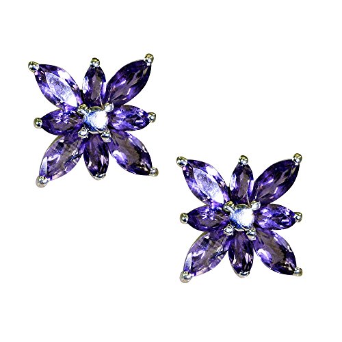 Améthyste boucle d'oreille fleur argent pour style quotidien