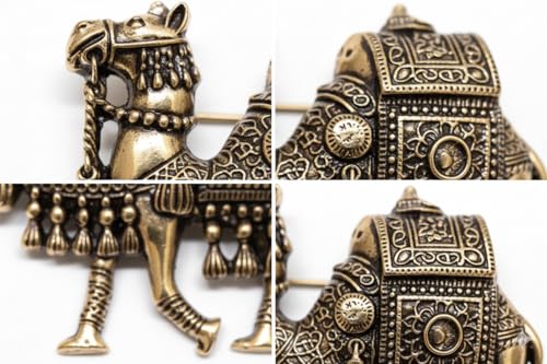 Image of Antique Gold Brooch Pin for Men Women Vintage Saree Blazer Coat Lapel Fashion Jewellery