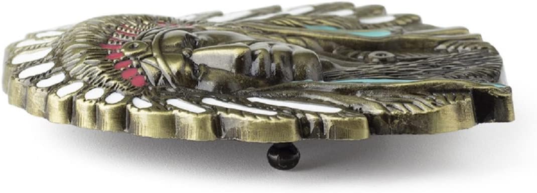 Native American Indian Chief Belt Buckle for Men, Indian Tribal Chief Belt Buckle, Indian Warrior Chief Head Belt Buckle, Western Cowboy Belt Buckle, Best Man Wedding Belt Buckle(Gold) - Image 4