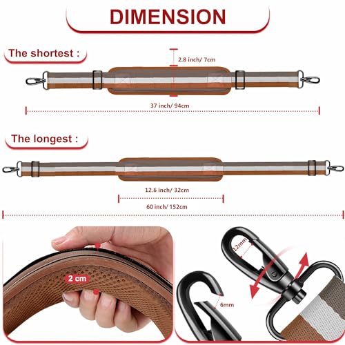 ZINZ 60" Universal Bag Strap with Ultra-Thick Fixed Breathable Pad Adjustable Heavy-Duty Shoulder Strap for Laptop Bag Crossbody Luggage Gym Bag Camera Bag and More -TW01B072