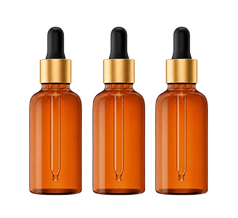30 ML Amber Round Empty Glass Bottle, Glass Dropper, Golden Ring, Silicone Black Teat, Refillable, Reusable, Leak Proof for Essential Oils, Perfumes_Pack of 3-image-26