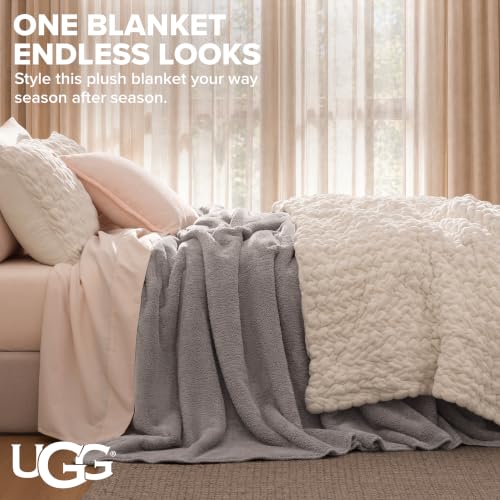 Image of UGG Whitecap King Blanket, Plush Fleece, 110 inch x 90 inch, Gray