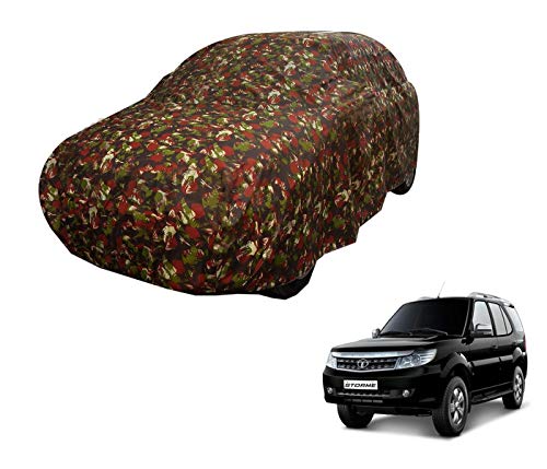 Image of Auto Hub Car Cover Compatible with Tata Safari Storme with Weather Proof, Triple Stitched, Safari Storme Car Cover Jungle Look