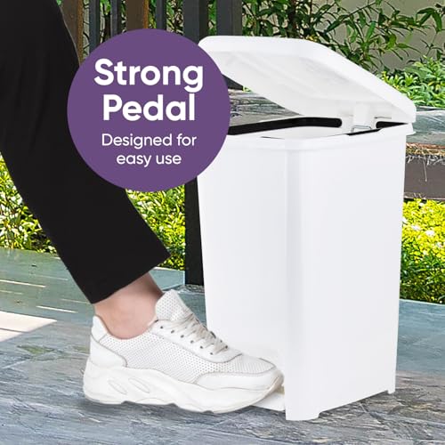 Image of Superio Slim Pedal Trash Can (16 Qt) (White)