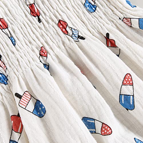 Beqeuewll 4Th Of July Newborn Baby Girl Outfit Amerian Flag Boho Romper Onesie 3 6 12 18 Months Girl Summer Patriotic Clothes (Off White,3-6 Months) #TOP3