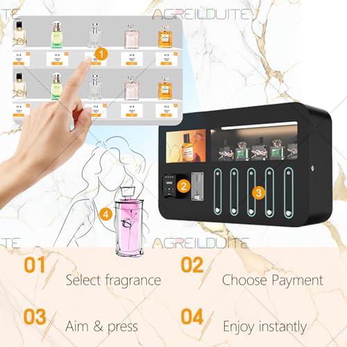 Image of Perfume Vending Machine, Perfume Dispenser Machine with 10.1-Inch Touchscreen & Coin /Card Payments, 5-Nozzle Automatic Fragrance Dispenser for Commercial Use in Hotels, Malls, Gyms