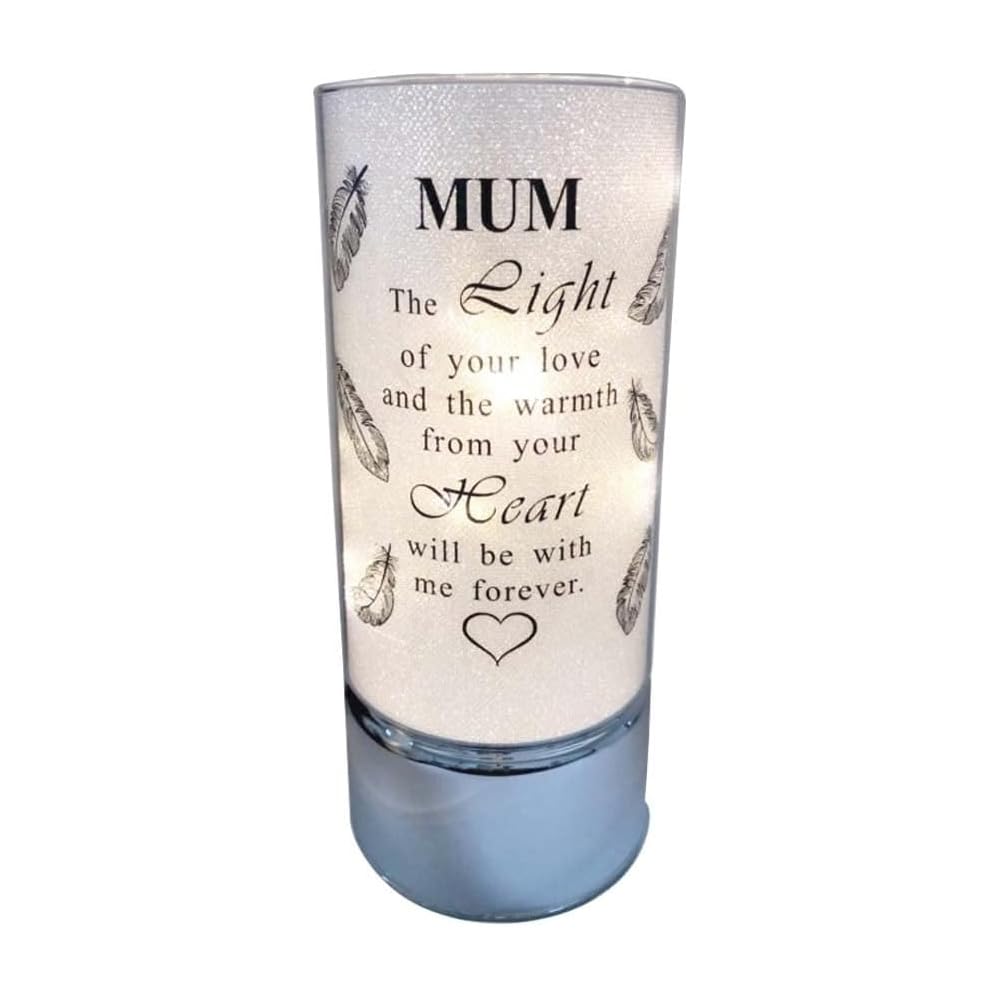 Memorial Light Tube Ornament for Garden & Graveside – Weatherproof Glass Remembrance Light with Engraved Verse | Sympathy & Memorial Gift for Loved Ones (20cm) (Mum)