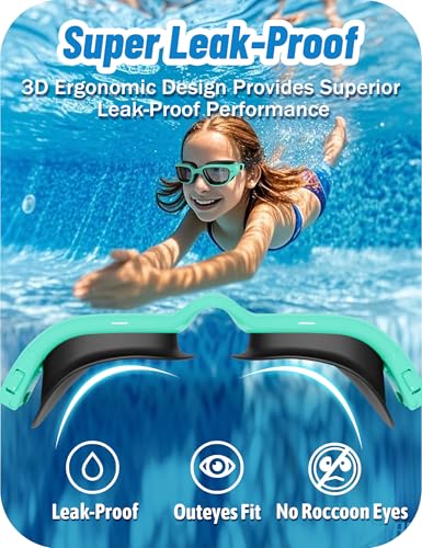 Image of Vvinca Kids Swim Goggles, Swimming Goggles for Kids 3-14 Anti-Fog UV Protection No Leak Pool Glasses for Boys Girls