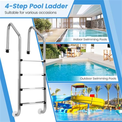 Escalera para piscina de acero inoxidable 4 peldaños miniatura 6