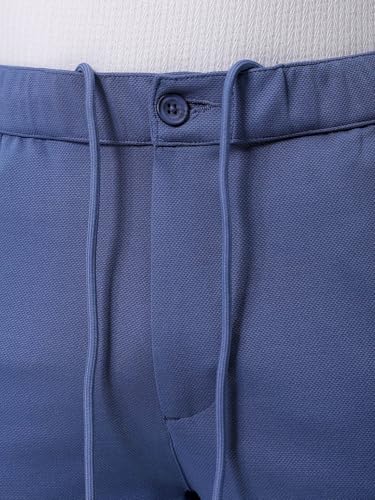 Image of The Indian Garage Co Men Slim Fit Solid Mid-Rise Stretchable Knitted Jogger Trousers