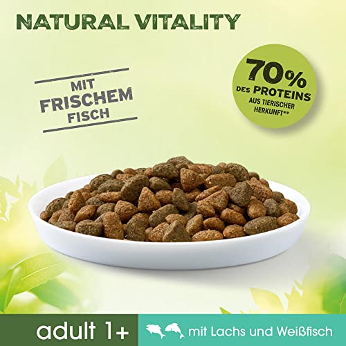 PERFECT FIT Natural Vitality - Katzenfutter Trockenfutter Adult 1+ - Lachs und Weißfisch, 6 x 650g